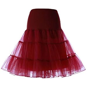 Yakamoz 50s Retro Petticoat Underskirt for Women Vintage A-line Crinoline Half Slips Knee Length 1950 Tutu Petticoats Skirts Burgandy