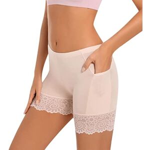 Kashyke Spandex Shorts for Women under Dress Seamless Non Slip Shorts For Underskirt Ladies Anti Scratch Underwear Flat Shorts Lace Shorts Toddler And Workout (Beige, XXL)