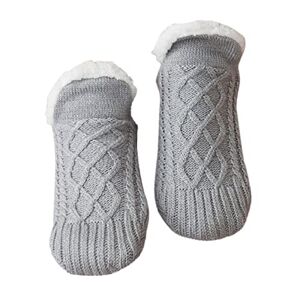 Fguutym Floor Slipper Socks Thermal For Women Socks Slippers Indoor Thermal Velvet Non-Slip Woven Indoor And Socks Socks Socks For Toddler Girls 3-5 Years (Grey, M)