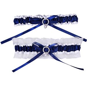 Generic Headband Soccer Design Floral Lace Wedding Garter Bride Garter Garter Set Bridal supplies (Navy, One Size)