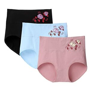 marysgift Women's Knickers High Waisted Panties Full Coverage Underwear Slight Tummy Control Knickers (I04,L UK 8 10)