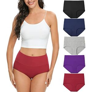 Wealurre Women High Waist Cotton Knickers C Section Underwear Ladies Full Coverage Briefs Tummy Control Panties Underpants Multipack 5 Wine Red