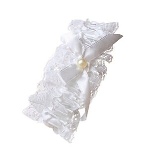 Fashion Accessory Ladies Off White Lace Garter With Pearl Bead And Bow Hen Nights Wedding Bridal