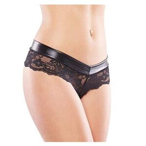 Lace Plus Size Panties for Ladies Patent Leather Knickers & Thong Women Floral Edge Underwear Soft Breathable BriefsSIGOYI Black