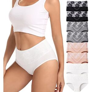 HAVVIS Women's High Waist Knickers Ladies Cotton Briefs Underwear Full Back Coverage Panties Plus Size Multipack (Brief 01-8 Pack - Assorted Colors 02, XS)