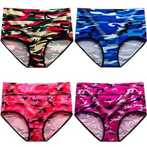 Xaanelr Womens Knickers Ladies High Waisted Cotton Underwear Panties Full Back Coverage Comfy Hipster Briefs Multipack (as8, alpha, s, regular, regular, Multi - C03-4 Pack)