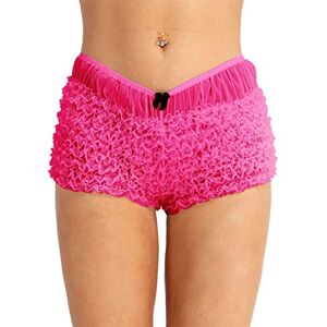 Kaerm Womens Frilly Ruffled Lace Bloomers Knickers Layered Mesh Panties Hot Pants Boy Shorts Hot Pink M