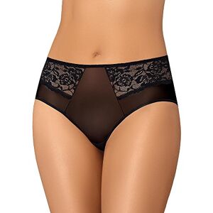 Teyli Women's Knickers High Waisted Briefs Mesh Floral Lace Full Comfort Breathable Stretchy Panties Vida Color Black Size 20