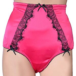 High Waist Satin and Lace Knickers Panties Vintage Style in Black, Pink or White (M: (Waist 30-32″/76-81.5cm), Pink)