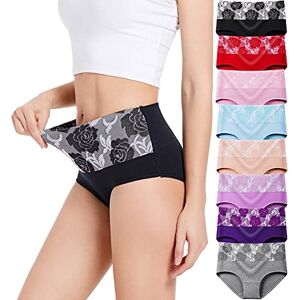 HAVVIS Women's High Waist Knickers Ladies Cotton Briefs Underwear Full Back Coverage Panties Plus Size Multipack (Brief 01-8 Pack - Assorted Colors, XL)