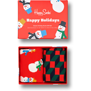 Happy Socks 2-Pack Snowman Socks Gift Set  - White,Orange,Light Blue,Navy,Dark Green - Size: 36-40