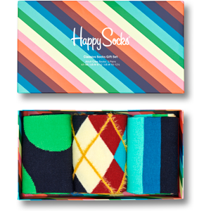 Happy Socks 3-Pack Classics Socks Gift Set  - White,Dark Yellow,Dark Red,Light Blue,Green - Size: 36-40