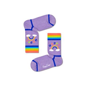 Happy Socks Kids Happy Rainbow Rib Sock  - White,Dark Yellow,Orange,Blue,Light Green - Size: 4-6Y