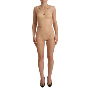 Dolce & Gabbana Womens Beige Nylon Floral Lace Bodysuit - Size 8 Uk