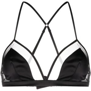 Dolce & Gabbana , Black Mesh and Satin Triangle Bra ,Black female, Sizes: S, M