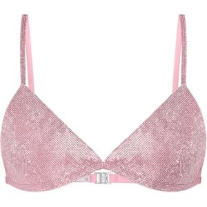 Nué , Pink Rhinestone Triangle Bra ,Pink female, Sizes: S, XS, M