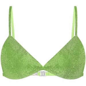 Nué , Neon Green Rhinestone Triangle Bra ,Green female, Sizes: XS, S, M