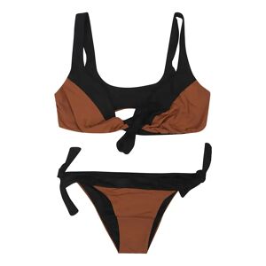 Fisico , Bow Bra and Panty Set ,Brown female, Sizes: L