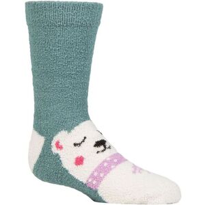 Kids 1 Pair Thought Billie Animal Recycled Polyester Fluffy Socks Eucalyptus Blue 0-12 Months  - Blue - Size: 0-12 Months