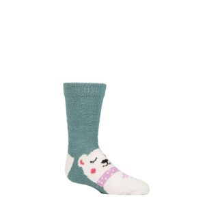 Kids 1 Pair Thought Billie Animal Recycled Polyester Fluffy Socks Eucalyptus Blue 12-24 Months  - Blue - Size: 12-24 Months
