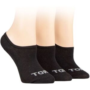 Ladies 3 Pair SOCKSHOP TORE 100% Recycled Plain Cotton High Cut Ped Socks Black 4-8 Ladies  - Black - Size: 4-8 Ladies