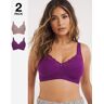 Pretty Secrets 2 Pack Sarah Non Wired Bras Mink/Grape Mink/Grape 36F