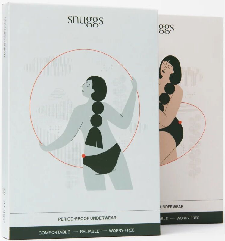 Snuggs Period Underwear Classic: Medium Flow Black cloth period knickers for moderate periods size XL 1 pc