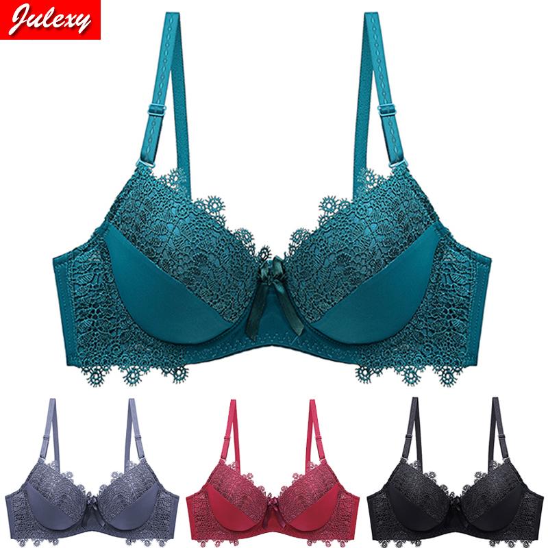 Julexy New 2021 Sexy Lace Push Up Women Bra Set Solid ABC Cup Lingerie Underwear For Women Black Red Beige