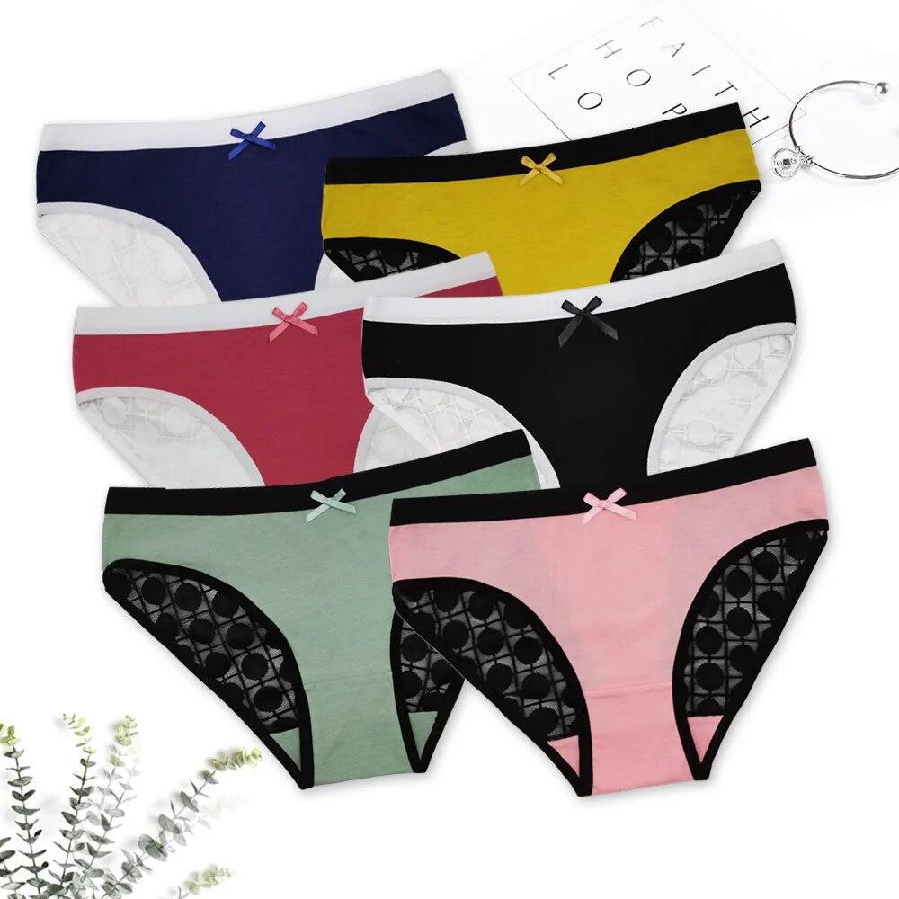 Lucky Angel 2 Women Cotton Briefs Ladies Bikini Sxey Lace Panties Comfortable Underwear Girls Lingerie 6 Pcs/set