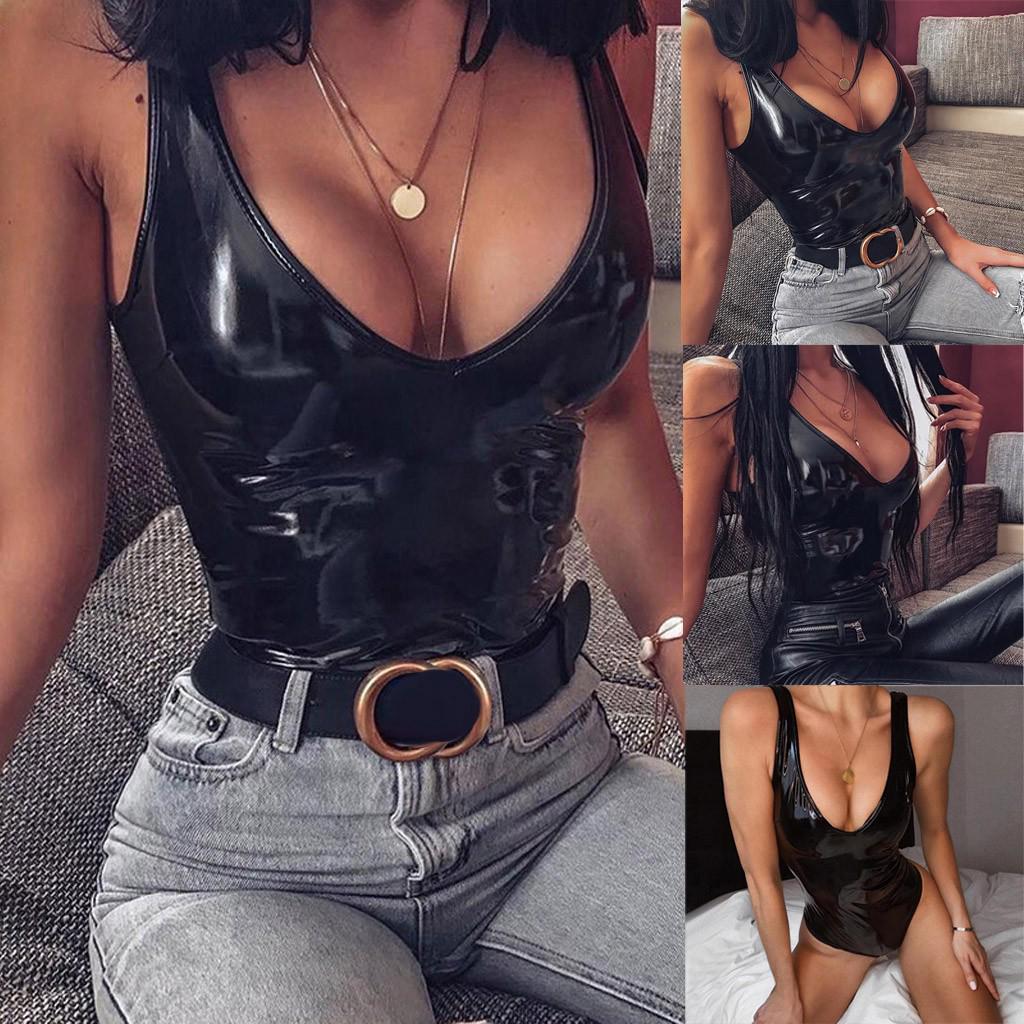 Appreciate Sexy Leather Jumpsuit Bodysuit Teddy Sleepwear Lingerie Underwear