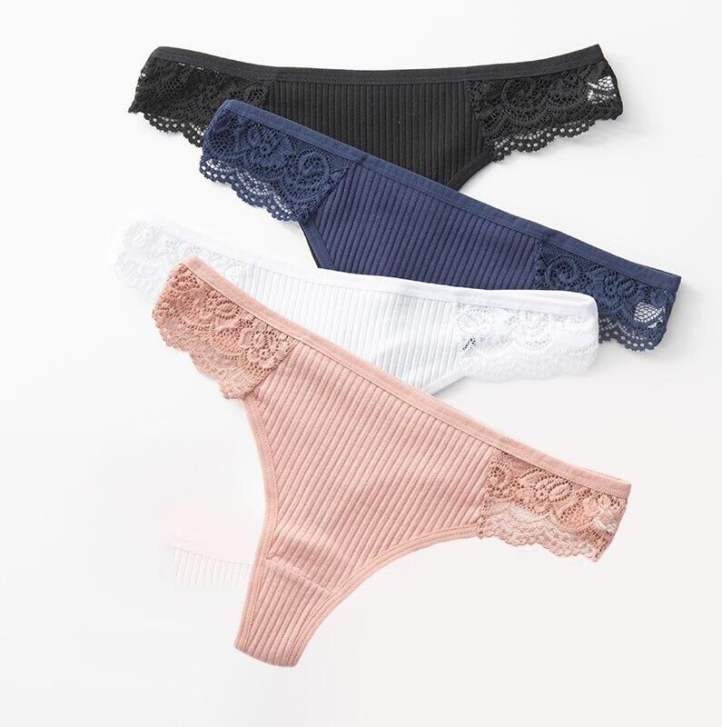 Happypilot 1PCS Cotton Panties Womens Sexy Underpants Female Briefs Underwear Solid Color Pantys Lingerie Low Waist Lace Design