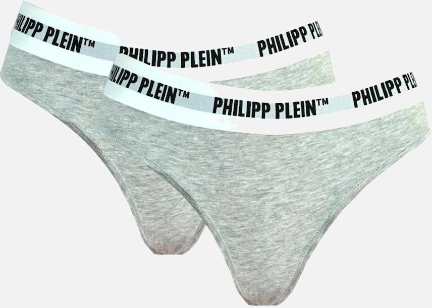 Women's Philipp Plein Grey Underwear Thongs Two Pack - Size: 16/None