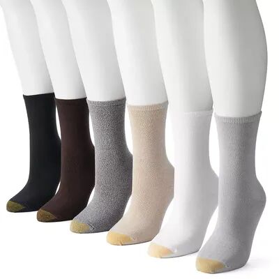 GOLDTOE Women's GOLDTOE 6-pk. Solid Soft Crew Socks, Size: 9-11, Gray