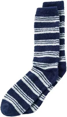 Women's Lands' End Fuzzy Slipper Crew Socks, Dark Blue