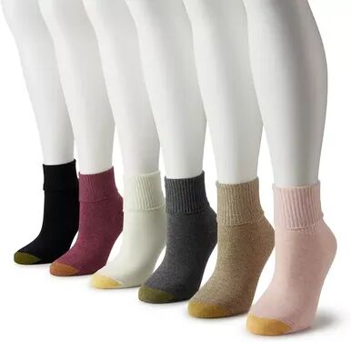 GOLDTOE Women's GOLDTOE Turn Cuff Sock 6-Pack, Size: 6-9, Pink Team