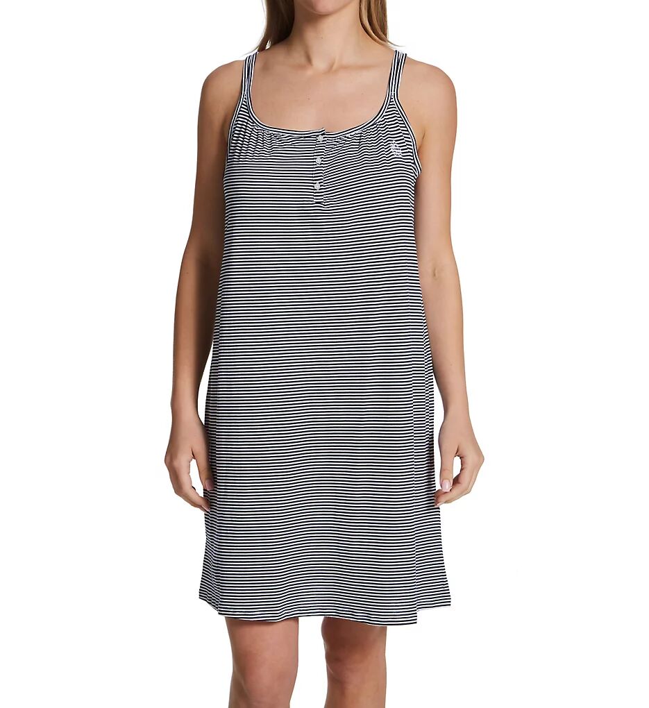 Lauren Ralph Lauren Women's Double Strap Nightgown in Blue/White Stripe (812702)   Size XL   HerRoom.com
