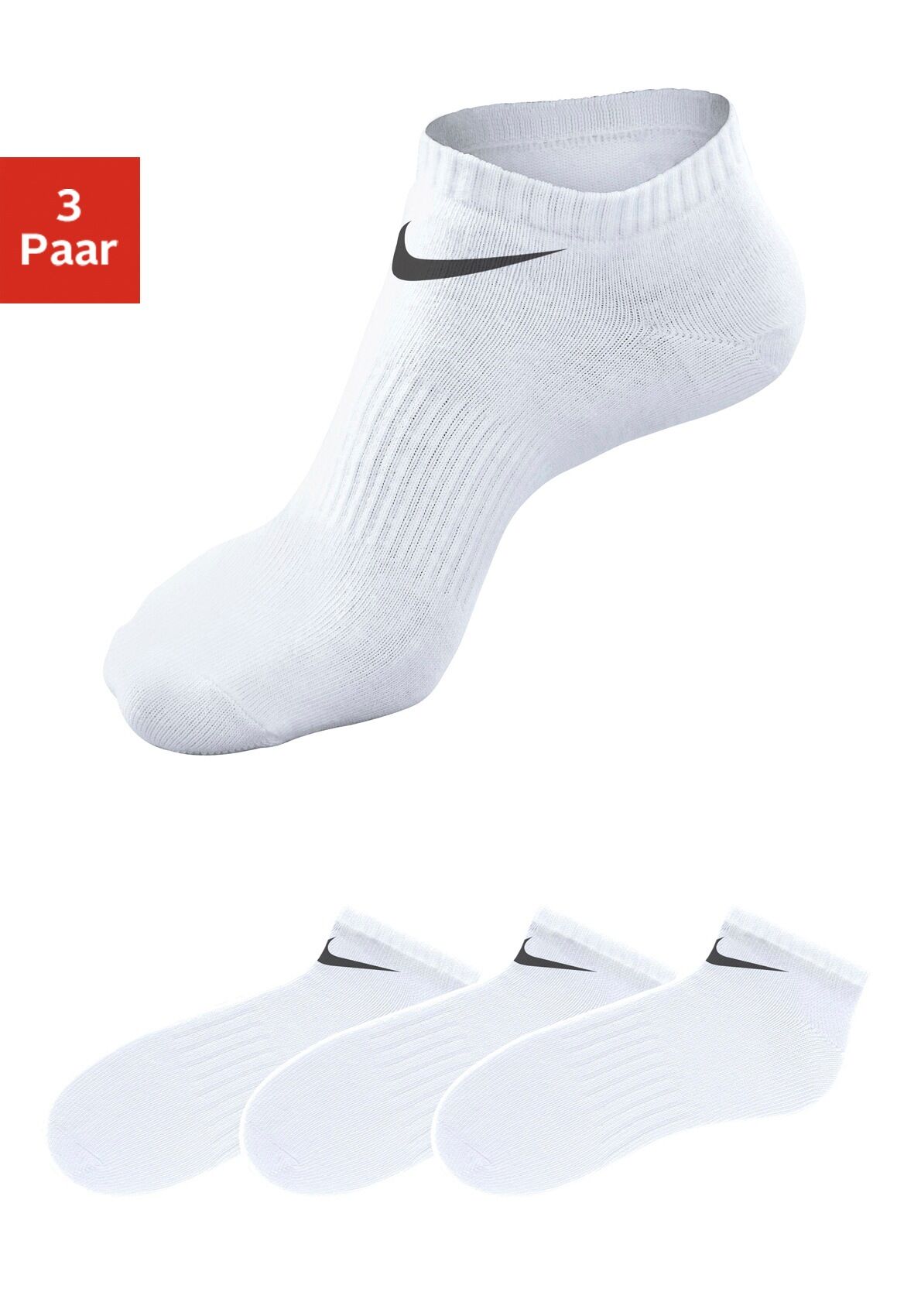 Nike Sneakersocken, (3 Paar), mit Mittelfußgummi weiß