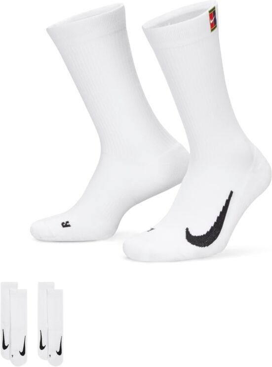 NikeCourt Multiplier Cushioned Tennis Crew Socks (2 Pairs) - White - size: S, XL, M, L