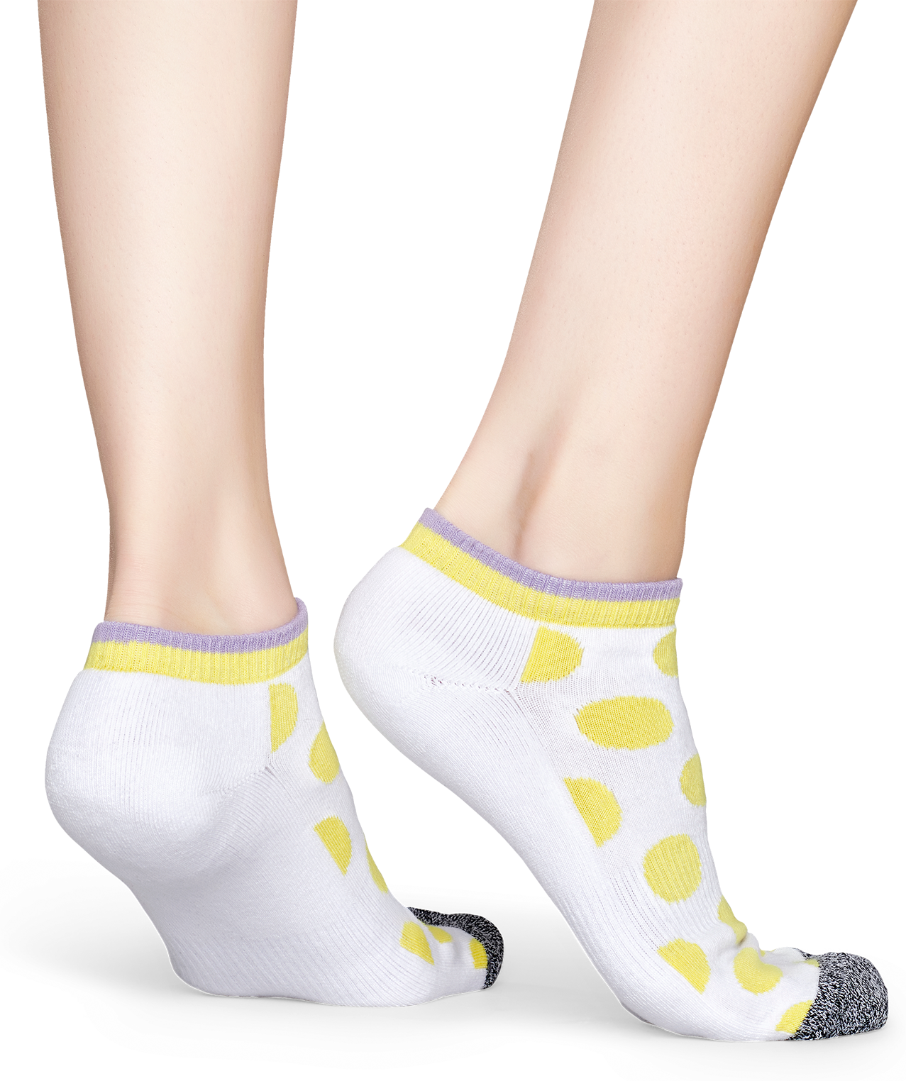 Happy Socks Athletic Big Dot Low Sock - Grey,White,Yellow - Unisex