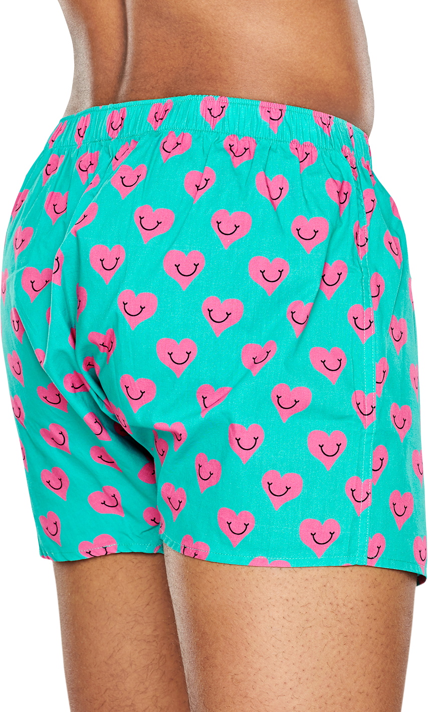 Happy Socks Smile Heart Boxer - Black,Pink,Turquoise - Men