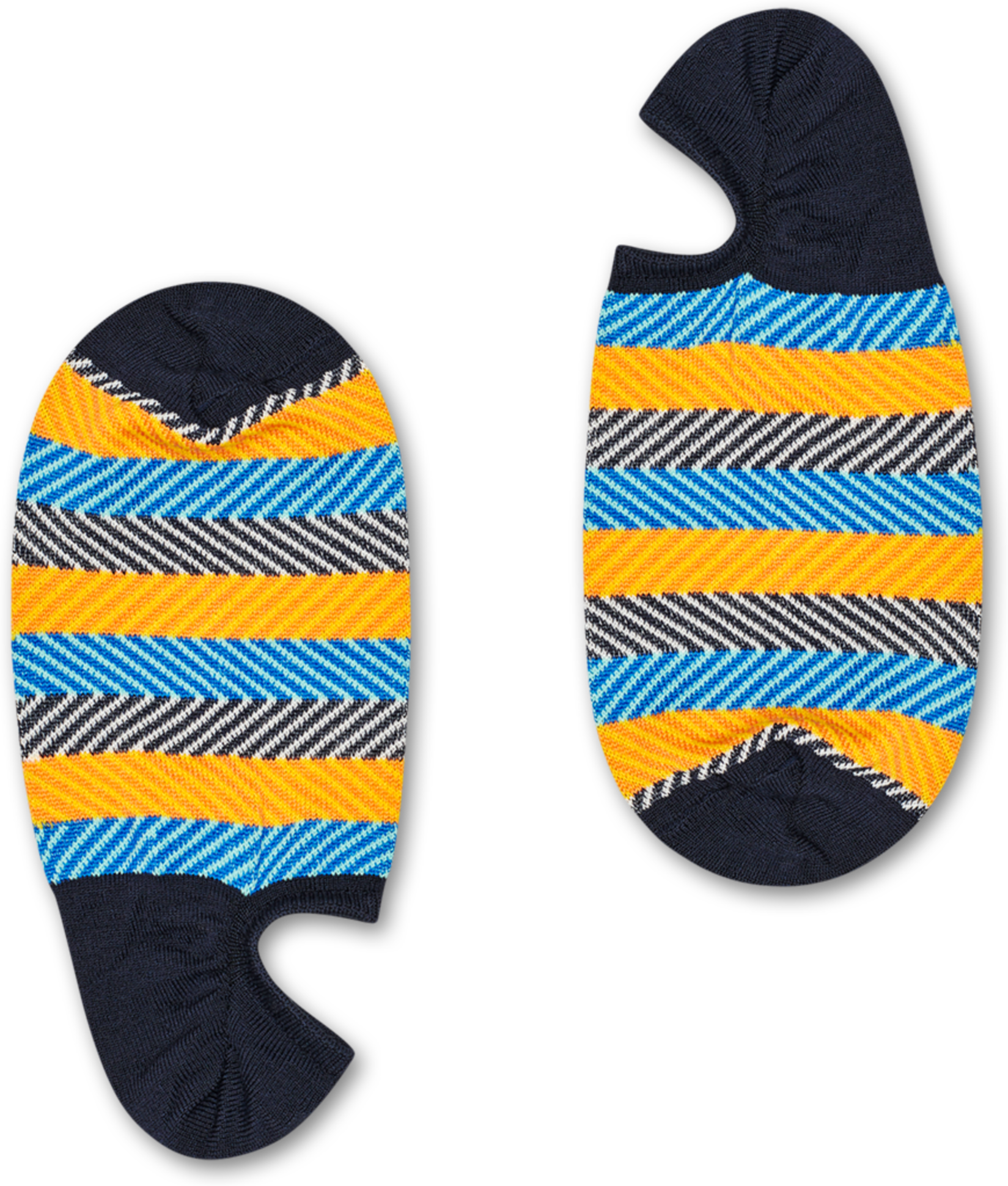 Happy Socks Dressed Multi Stripe No Show Sock - Black,Blue,Orange - Men