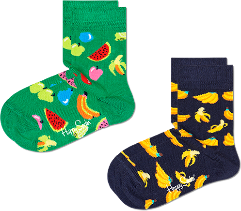 Happy Socks 2-Pack Kids Fruit Sock - Blue,Green,Yellow - Kids