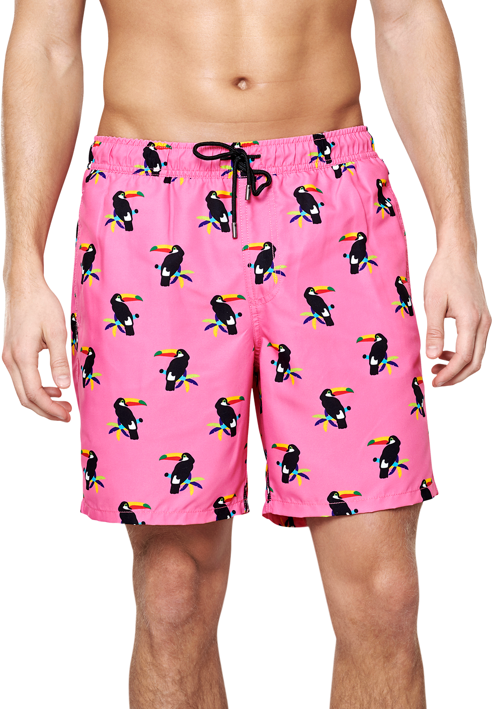 Happy Socks Toucan Long Swim Shorts - Black,Pink - Men