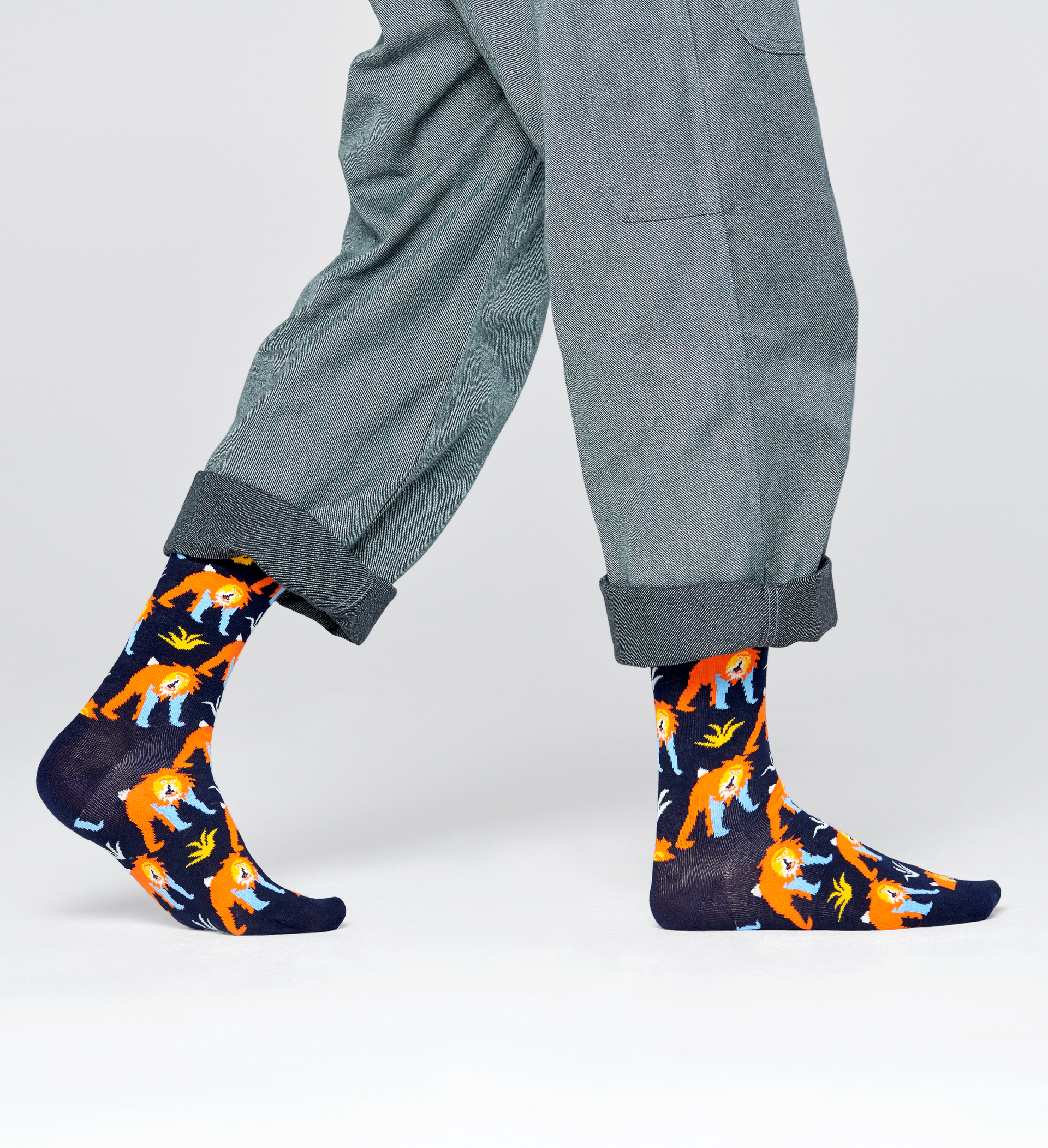 Happy Socks Monkey Sock - Black,Blue,Orange - Unisex