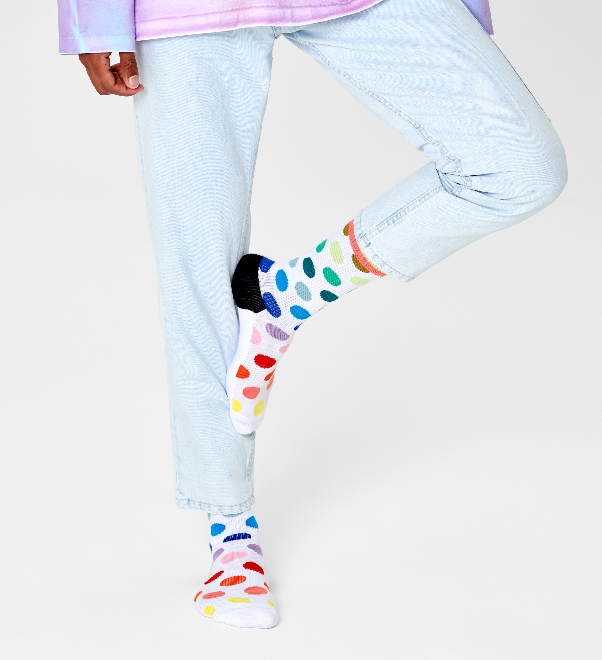 Happy Socks Big Dot Crew Sock - White - Unisex