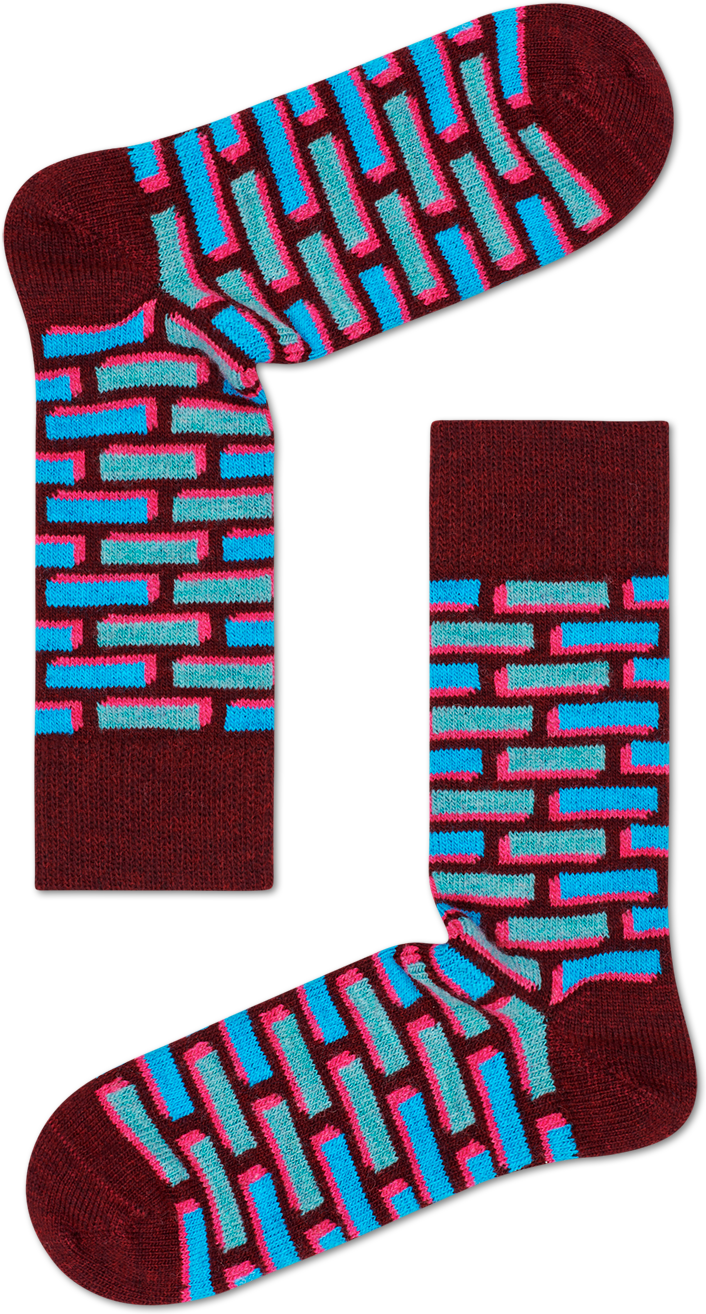 Happy Socks Wool Brick Sock - Burgundy - Unisex