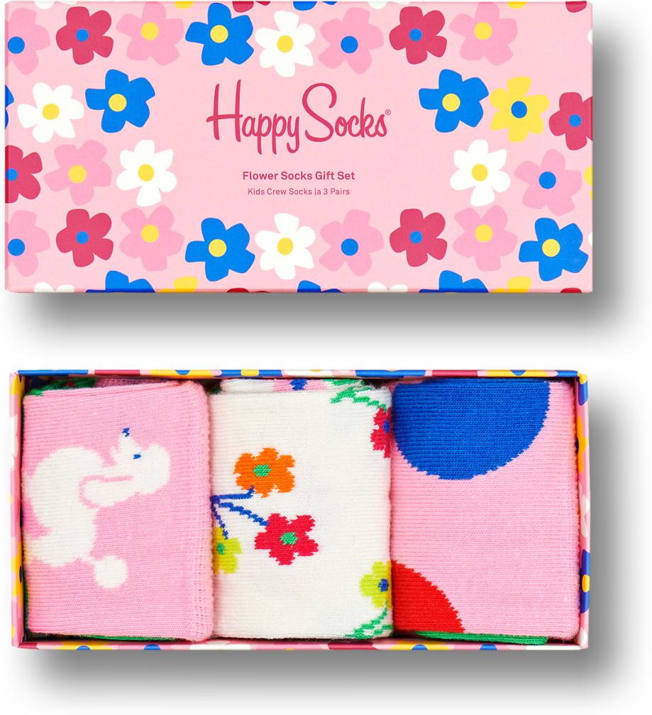 Happy Socks Flower Socks Gift Set 3-Pack - Kids