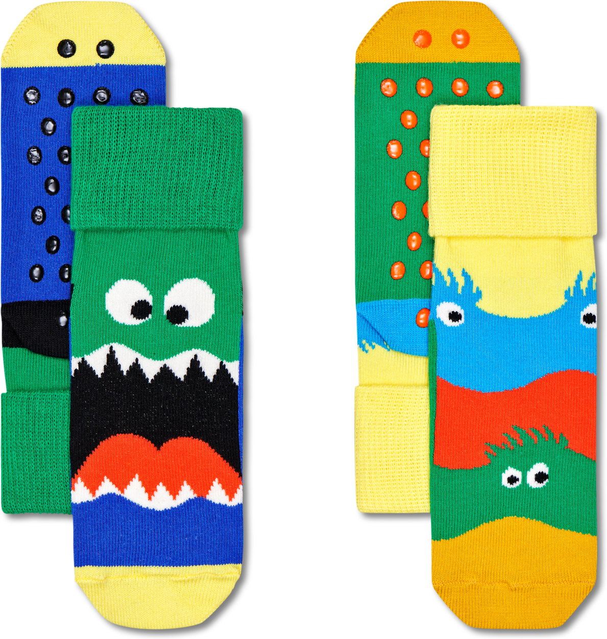 Happy Socks Kids Monsters Anti-Slip 2-Pack - Black,Blue,Green,Red,Yellow - Kids