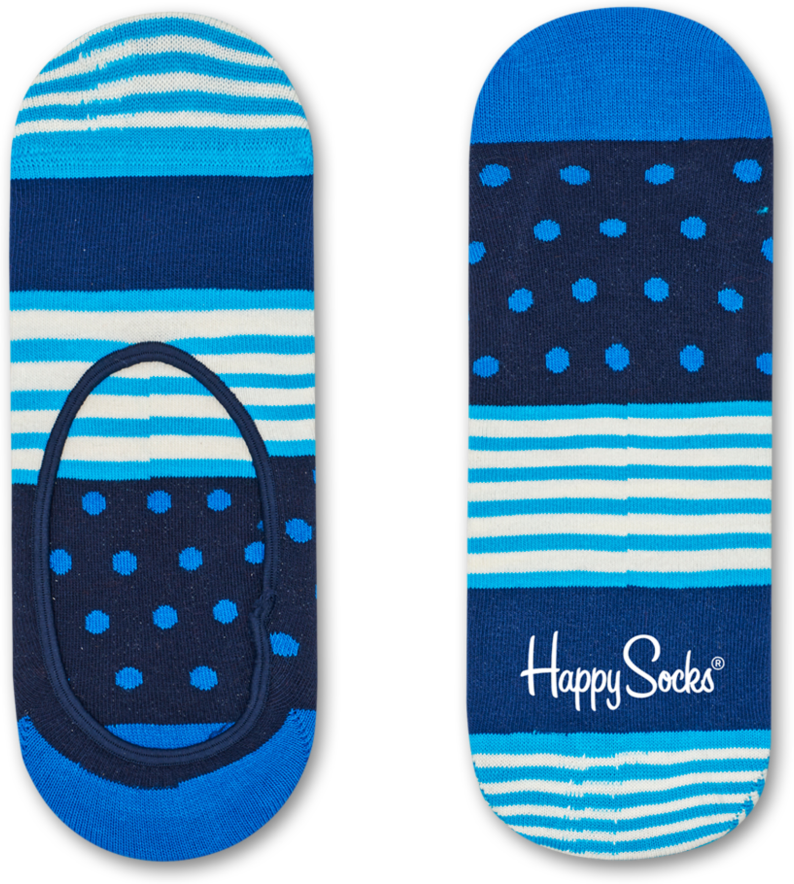 Happy Socks Stripes And Dots Liner Sock - Blue,White - Unisex