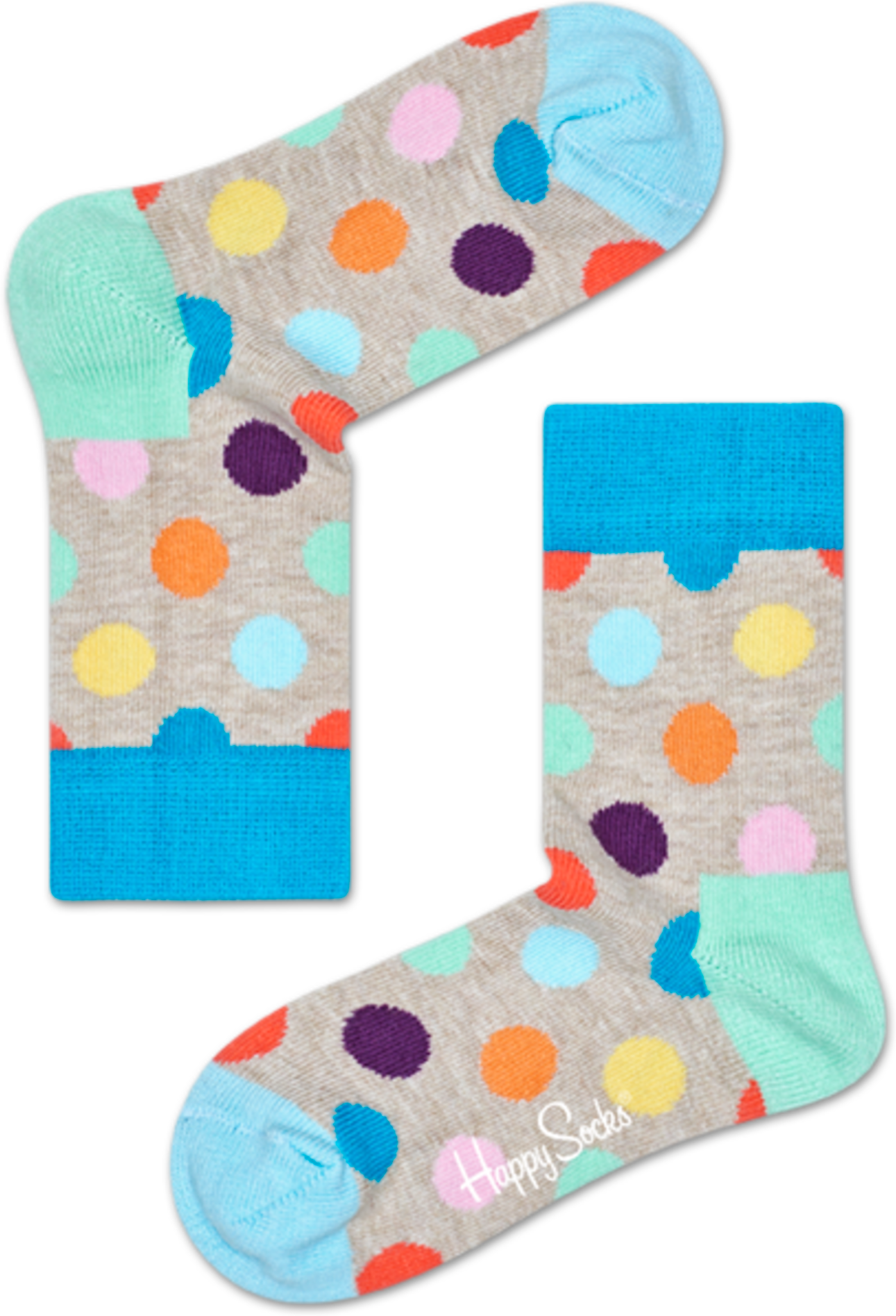 Happy Socks Kids Big Dot Sock - Blue,Green,Grey,Orange,Pink,Yellow - Kids